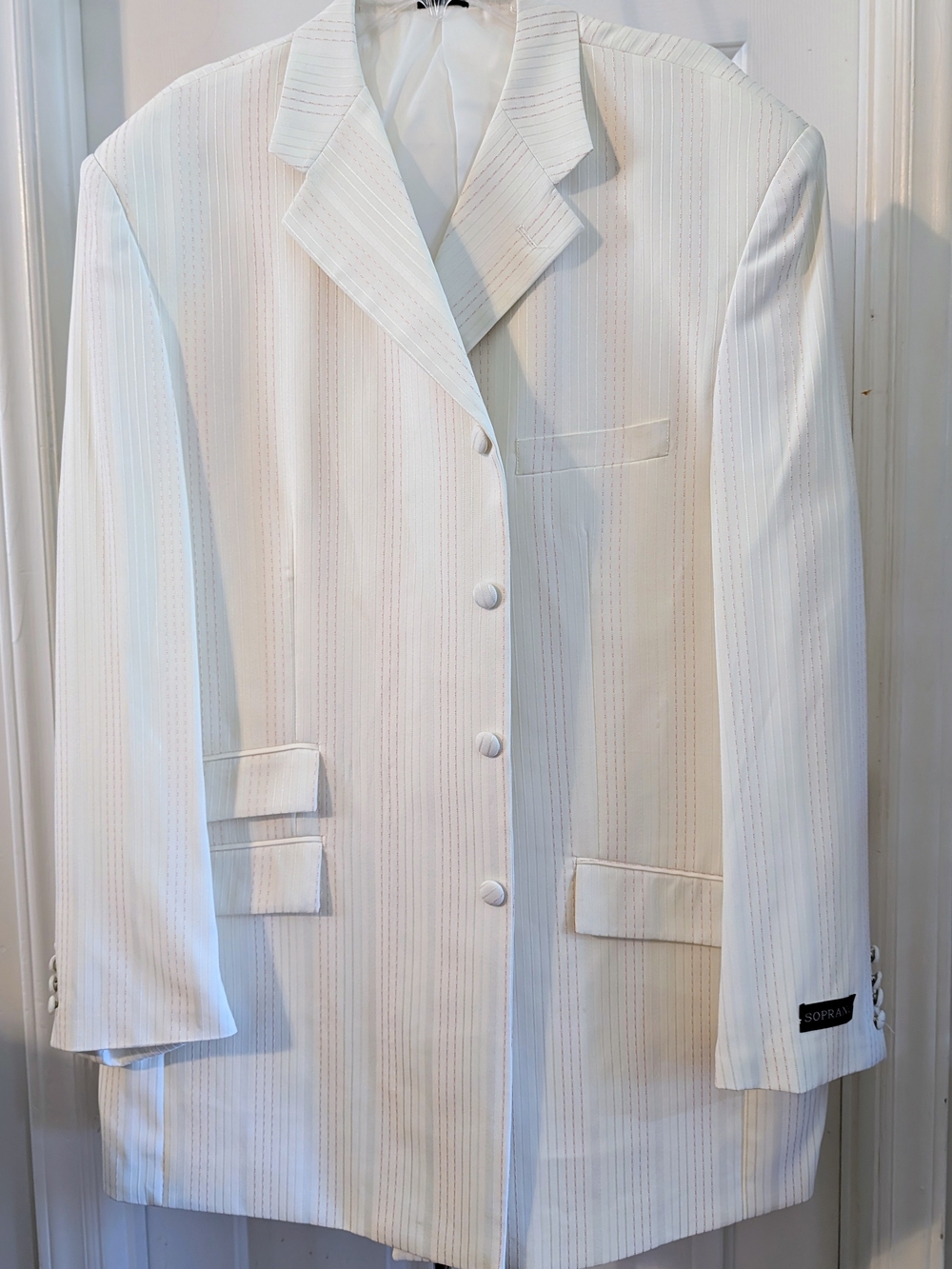 New SOPRANO Men's SIZE 50 REGULAR CREAM Striped Blazer Jacket Sport Coat
